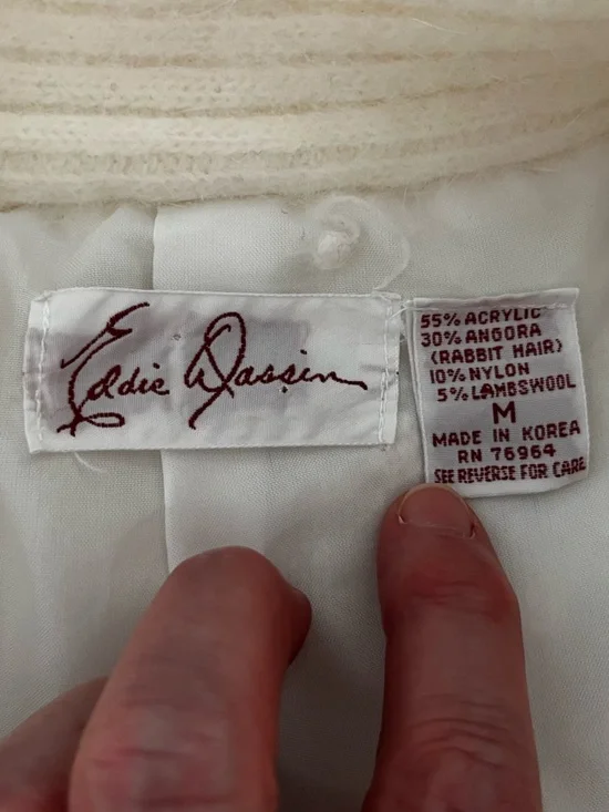 Vintage 80s Eddie Dassin Beaded Angora Cardigan, Size Medium - Picture 12 of 15